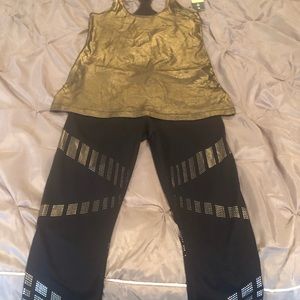 Metallic gold and Black workout gear